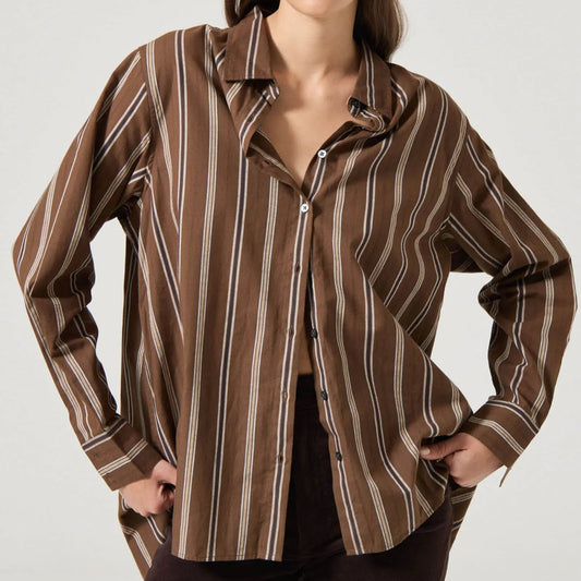 ROLLA'S Brownstone Shirt - Cocoa Stripe