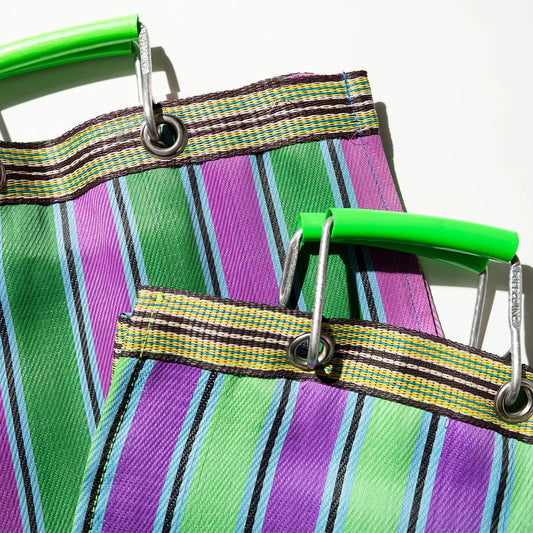 PUEBCO Australia - Plastic Stripe Bag, Green/Purple