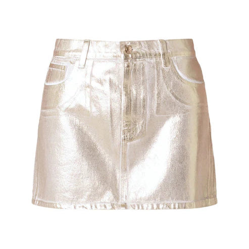 ROLLAS, 90's Relaxed Gold Foil Mini Skirt