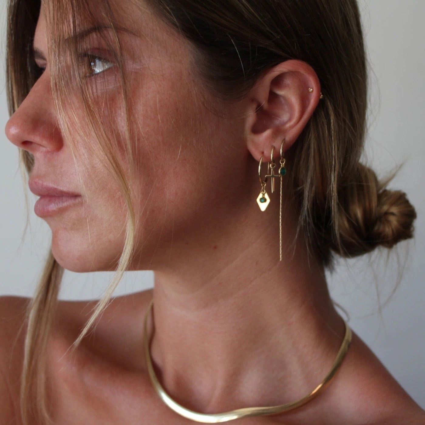 Astrid Montague - Emerald Gold Hoops - The Sensory